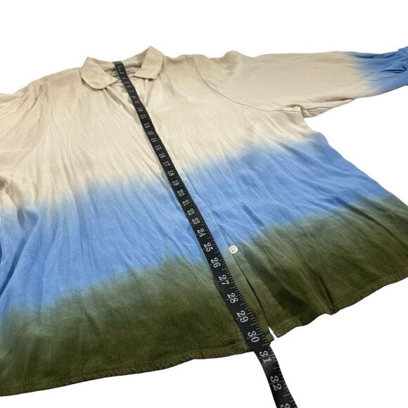 Rachel Comey Cream Green Blue Color Block Oversized Sz Small Long Sleeve Button- - Picture 8 of 12